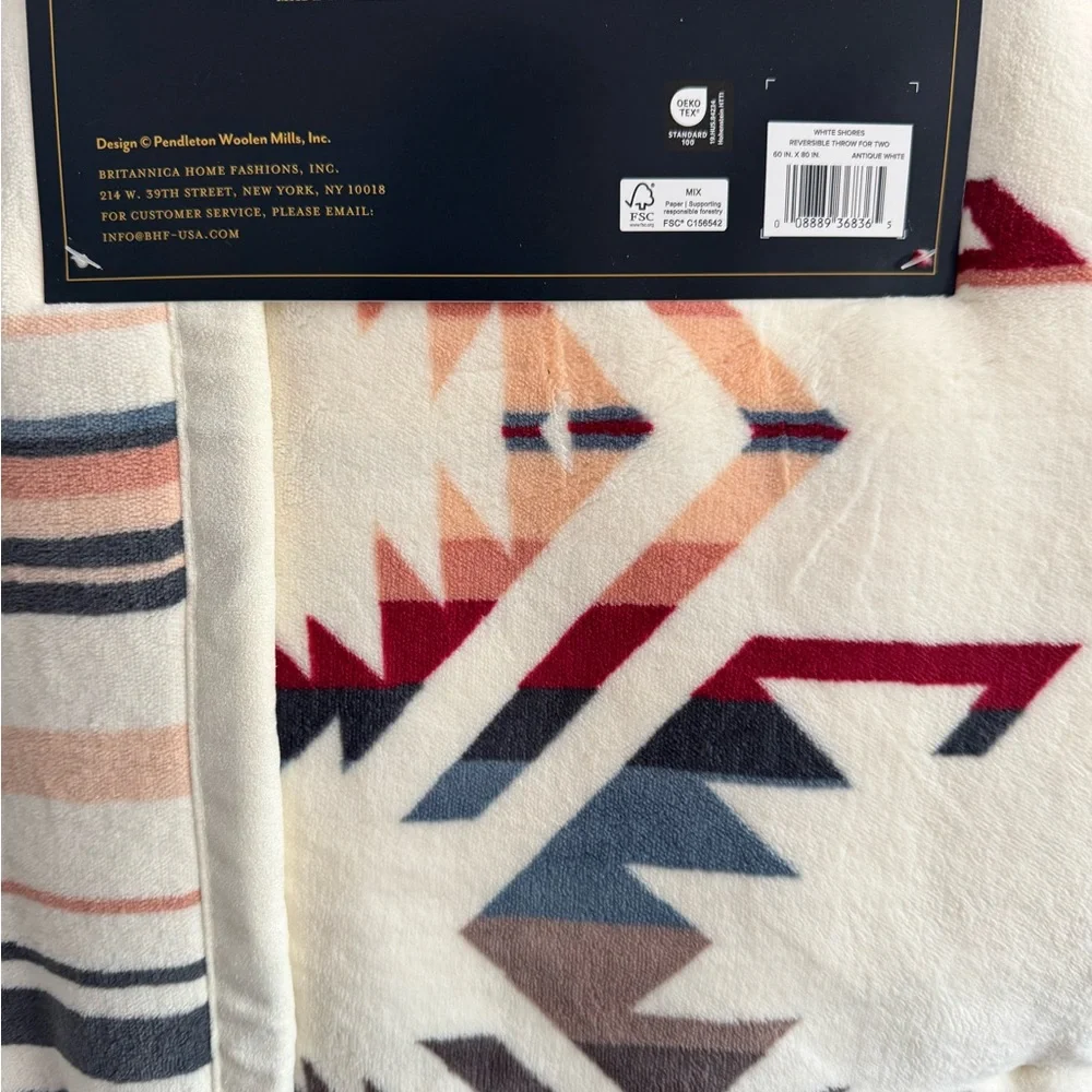 Pendleton Iconic Aztec Print Oversized Throw Blanket For 2  60”x80”